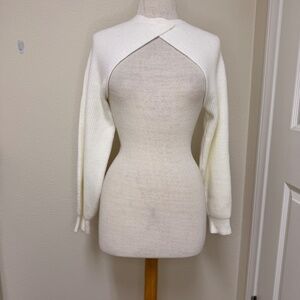 Open Edit Cream Sweater Shrug - Knit Long Sleeves Size M